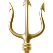 golden trident of Poseidon isolated on white background