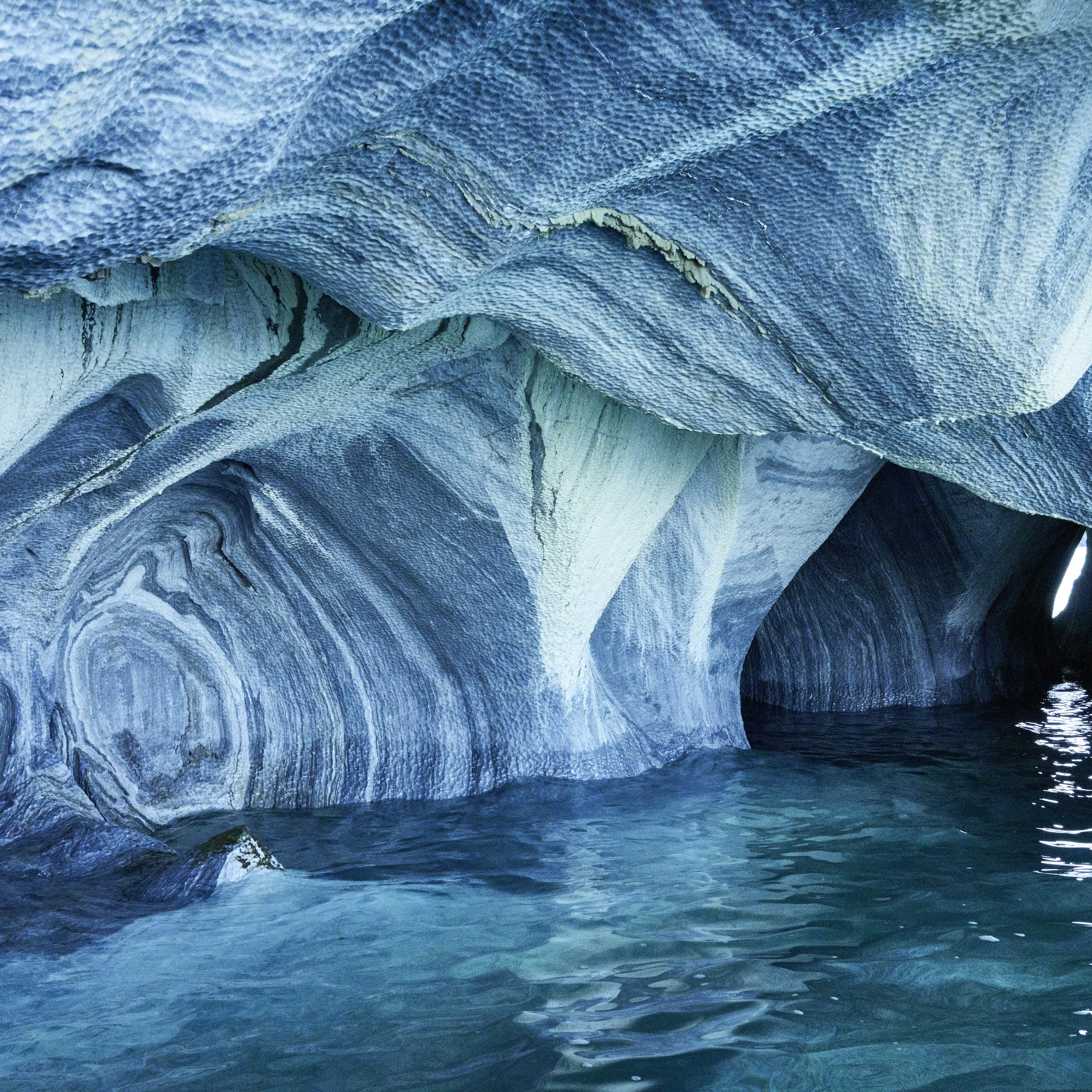 The Marble Caves of Patagonia, Chile. Turquoise colors and splendid shapes create imagery of unearthly beauty carved out by nature.